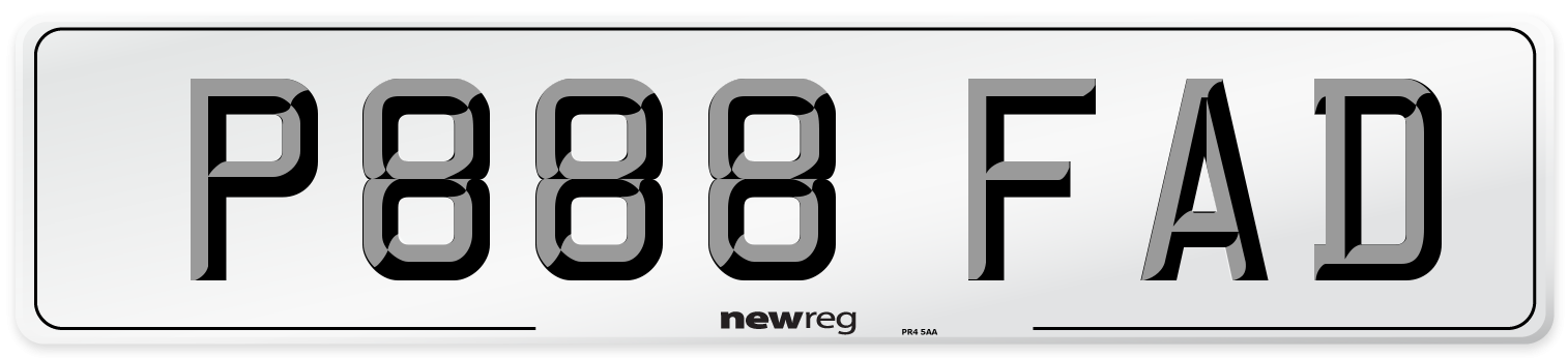 P888 FAD Number Plate from New Reg